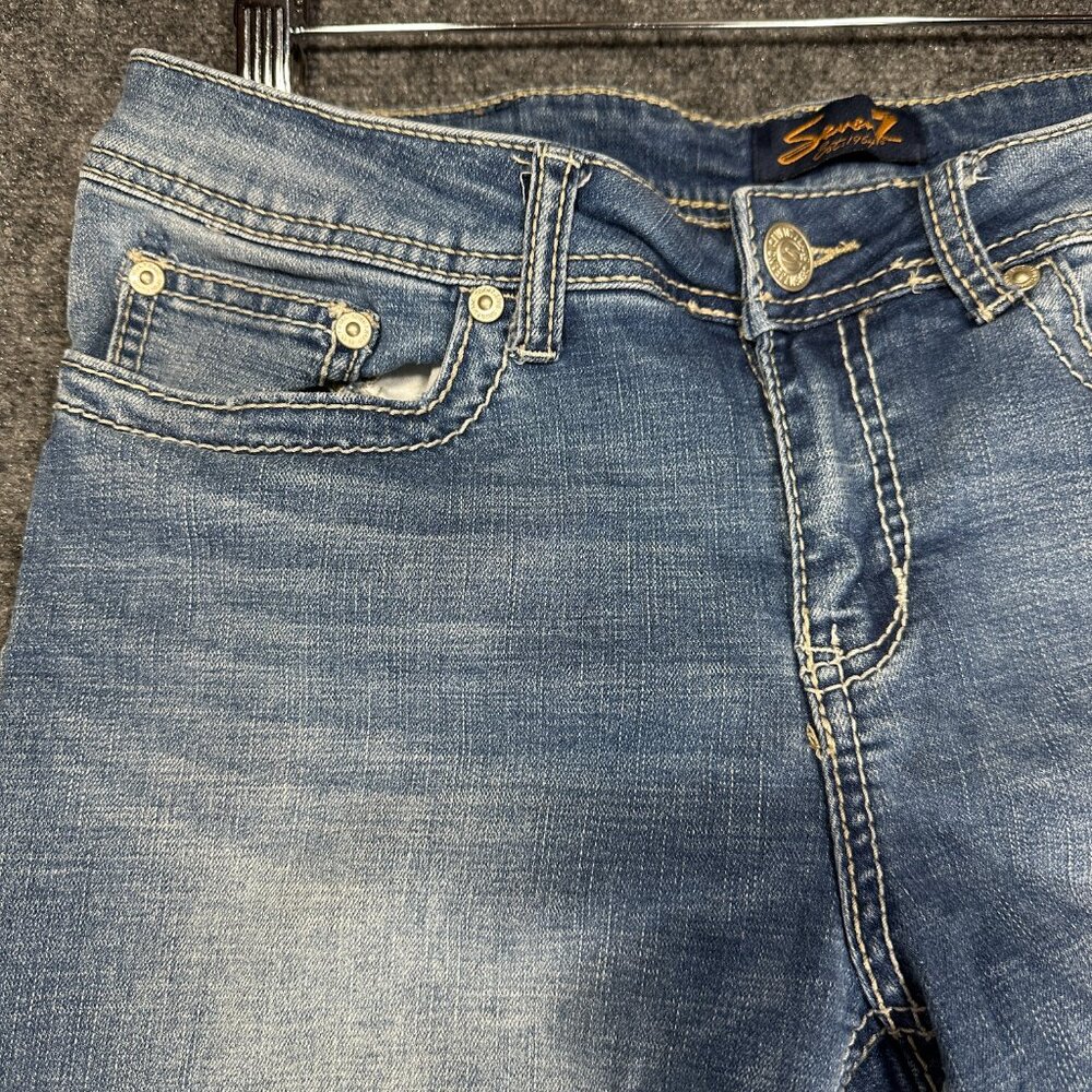 Seven7 Jean Shorts Womens 10 Blue Cotton Stretch Pockets Logo - Picture 2 of 6